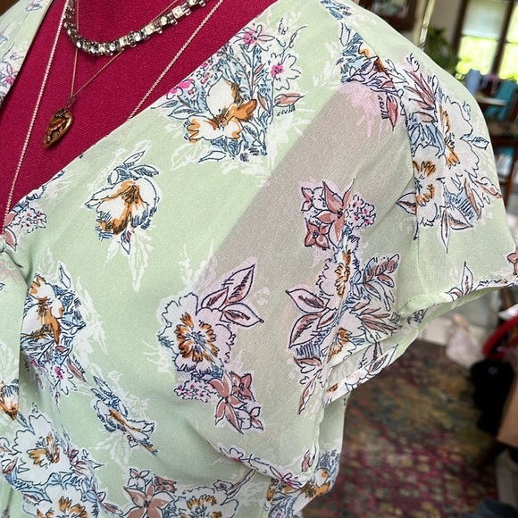 As U Wish Sheer Overlay V-neck cap sleeve dress mini to Maxi Sage NWOT Size S - Picture 15 of 16